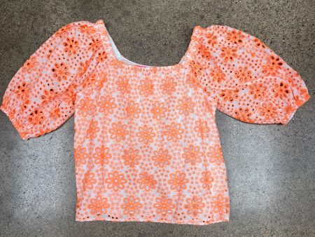 Top Short Sleeve By Lilly Pulitzer In Orange & White, Size: M on Sale