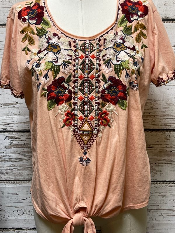 Top Short Sleeve By Johnny Was In Peach, Size: M For Cheap