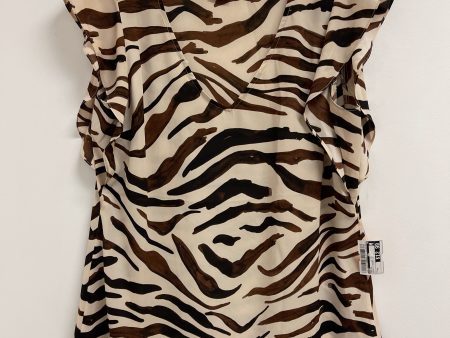 Top Short Sleeve By Cabi In Brown & Cream, Size: M Fashion