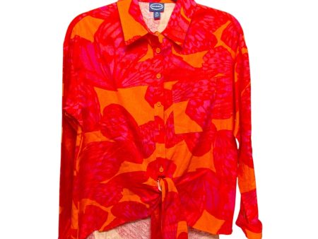 Top Long Sleeve By Scoop In Orange & Red, Size: Xs Online Sale