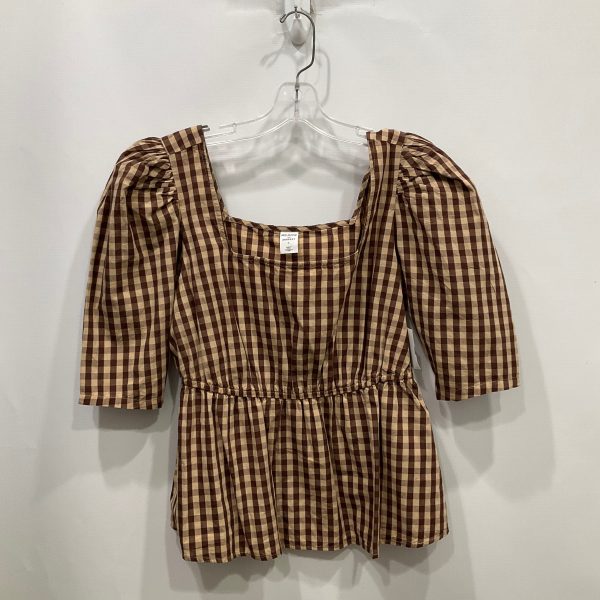 Top Short Sleeve By Melrose And Market In Plaid Pattern, Size: M Fashion