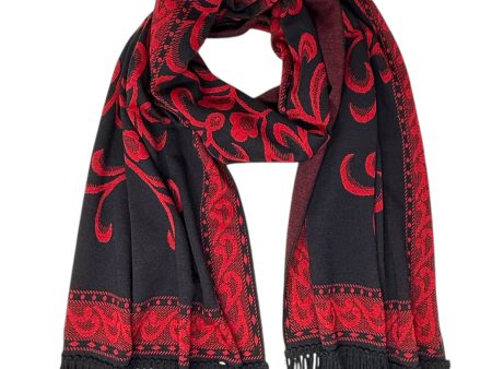 Shawl By Nina Leonard In Black & Red Online now