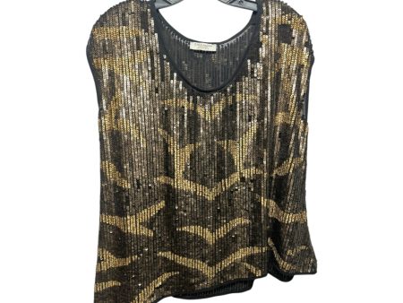 Sequin Top Sleeveless By Zara In Black & Gold, Size: M Online Sale