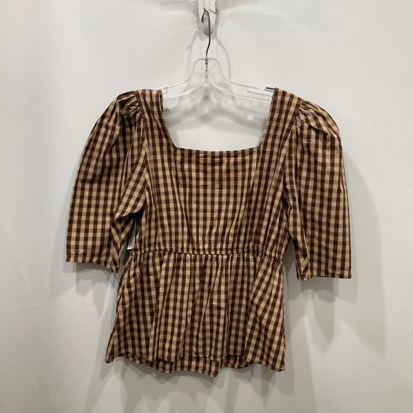 Top Short Sleeve By Melrose And Market In Plaid Pattern, Size: M Fashion