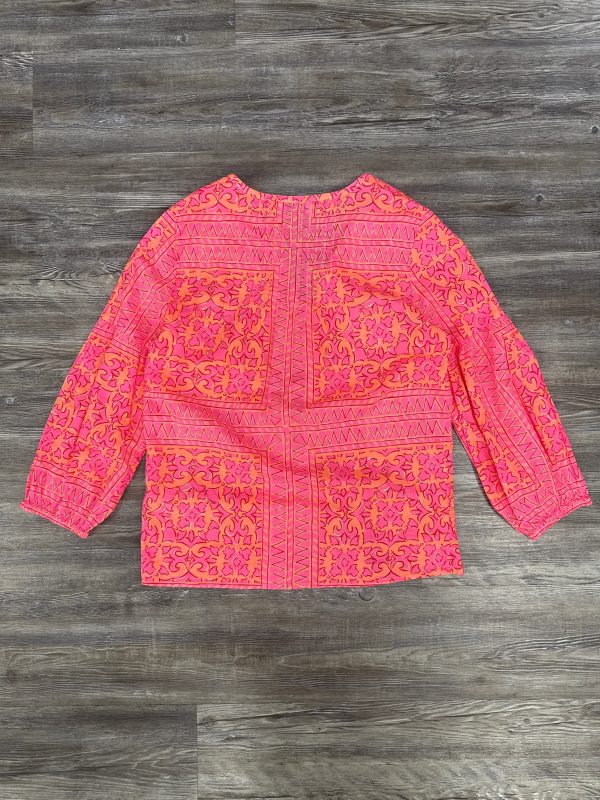 Top Long Sleeve By Vineyard Vines In Orange & Pink, Size: M Cheap