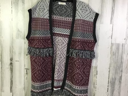 Vest Sweater By Entro In Grey & Red, Size: L Sale