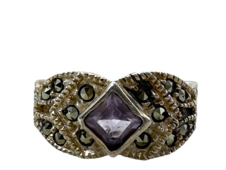 Vintage Amethyst & Marcasite Sterling Silver Ring By Unbranded, Size: 6 Fashion