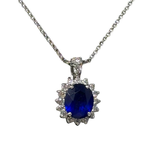 Blue CZ Stone Pendant Necklace By Unbranded For Cheap