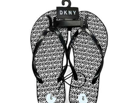 Sandals Flip Flops By Dkny In Black & White, Size: 9 For Sale