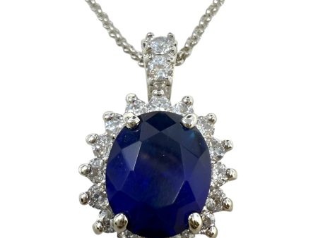 Blue CZ Stone Pendant Necklace By Unbranded For Cheap