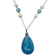 Cultured Pearl, Milky Aquamarine & Sterling Silver Necklace By Clothes Mentor Online