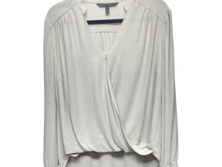 Top Long Sleeve By White House Black Market In Silver, Size: 4 For Cheap