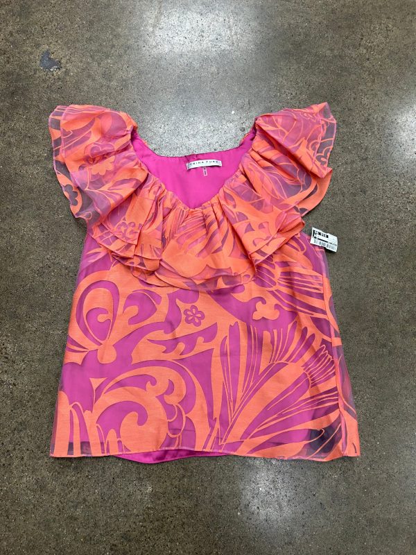 Top Short Sleeve By Trina Turk In Orange & Pink, Size: M on Sale